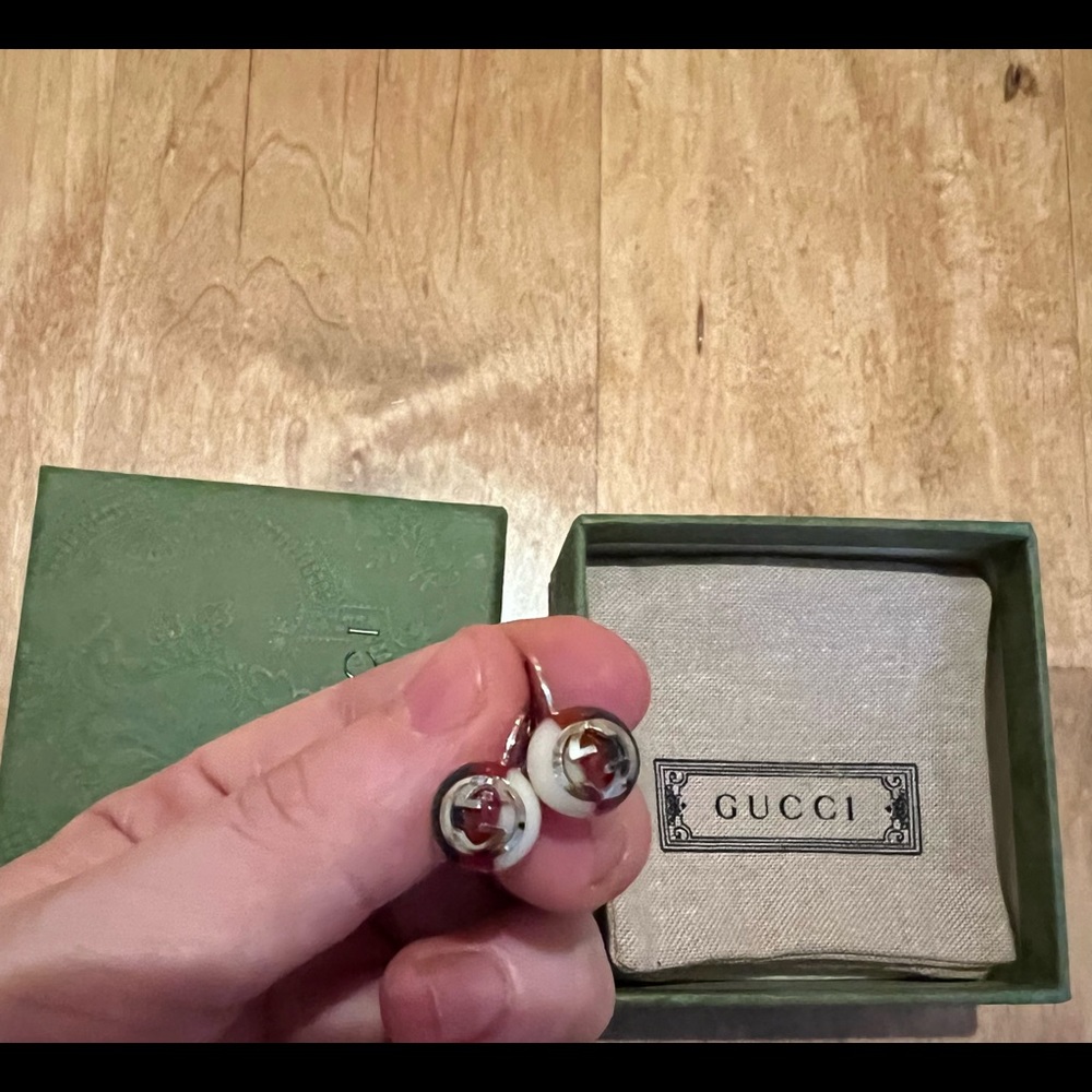 COPY - Gucci interlocking gg web red navy earrings